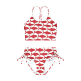 Red Fish Ruched Bikini Set