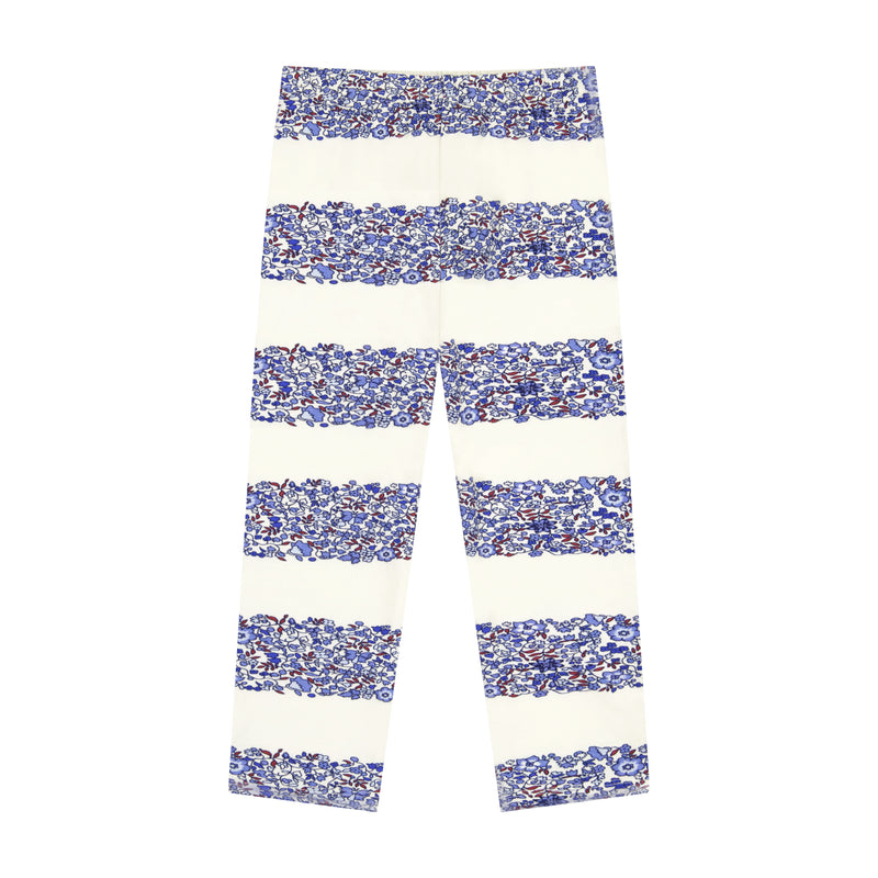 Blue Striped Microfloral Legging