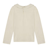 Cream Pima Cotton Peter Pan Collar Top