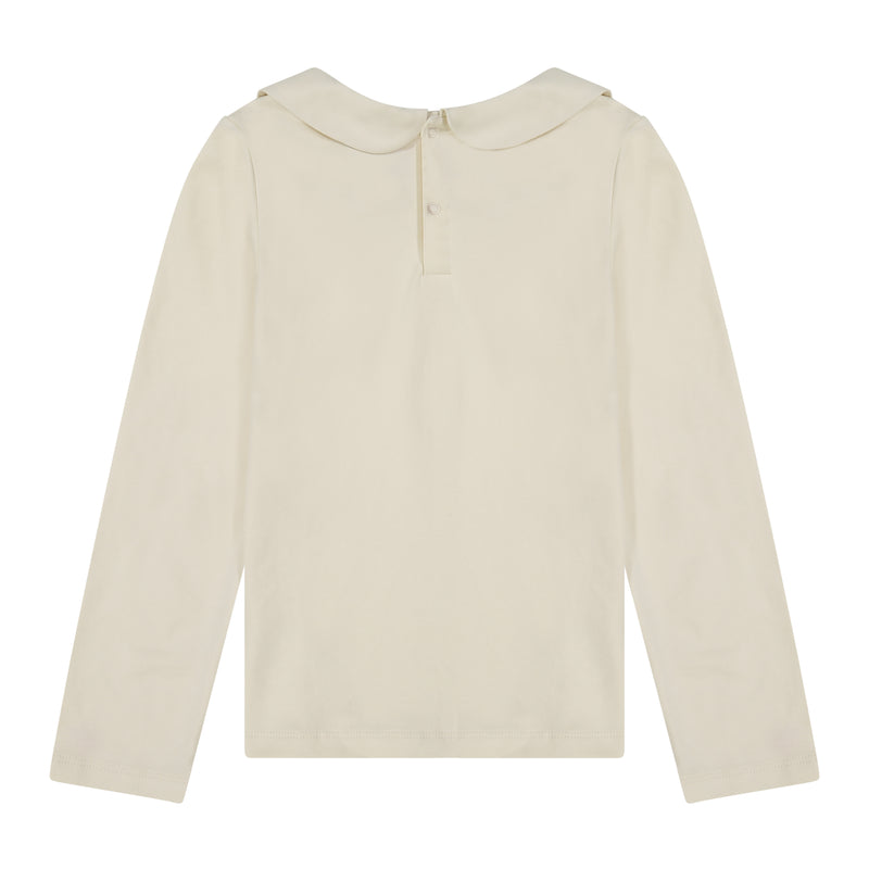 Cream Pima Cotton Peter Pan Collar Top